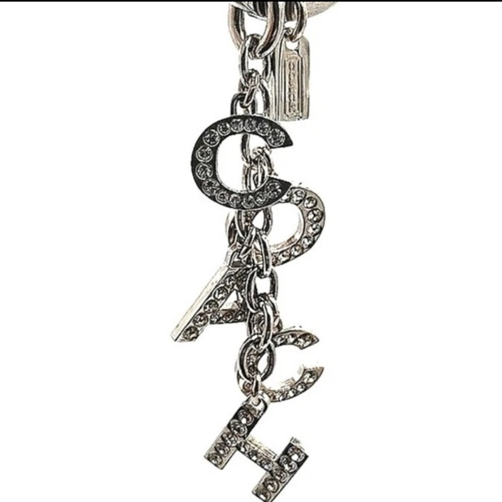 COACH Crystal Pave Silver Multi Charm Keychain Key Ring FOB Accessory rare. NWOT - Picture 6 of 6
